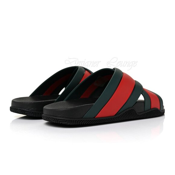 SOLD! NEW GUCCI Women's Web Criss Cross Rubber Slides Sandals EU 39 / US 9 - Picture 4 of 13